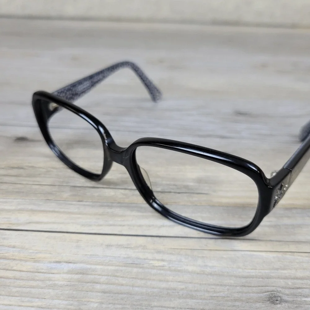 Coach Eyeglass Frames S436 Eva Black Signature Rhinestone Flower Women 53-16-135